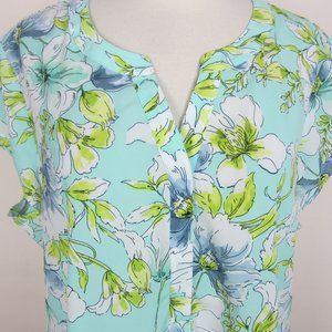 Croft & Barrow XXL Floral Blouse Cap Sleeve NEW